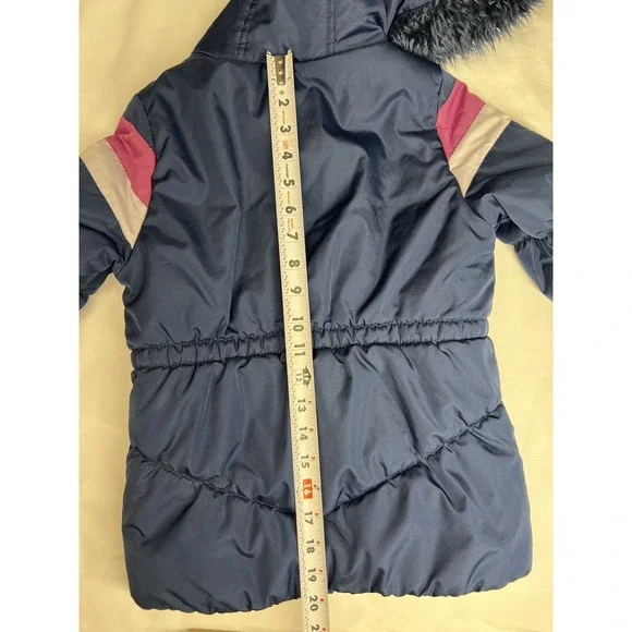 OshKosh B'gosh Winter Jacket Girls Coat Size 5/6 Cute!! Blue Pink Retro Stripes - Picture 12 of 13